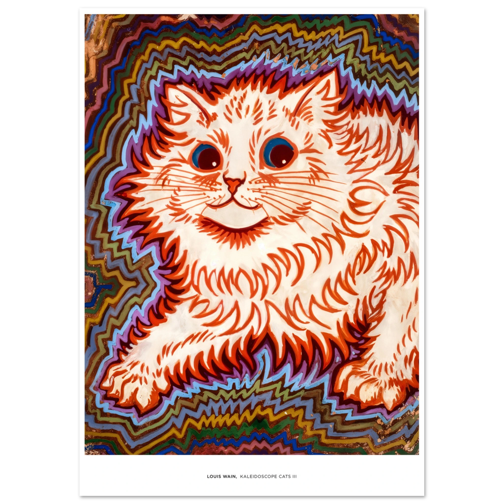 "Kaleidoscope Cats III" von Louis Wain, Hochwertiger Kunstdruck,  21x29.7 cm / 8x12"-A3 (29.7 x 42  cm)-45x60 cm / 18x24″-50x70 cm / 20x28″-60x80 cm / 24x32″-70x100 cm / 28x40″,  Printree.ch