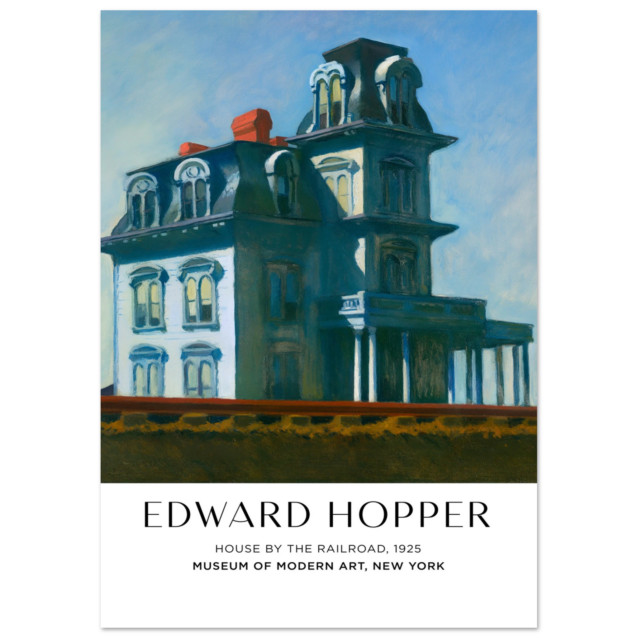 House by the Railroad, 1925 – Edward Hopper, Hochwertiger Kunstdruck,  21x29.7 cm / 8x12"-A3 (29.7 x 42  cm)-45x60 cm / 18x24″-50x70 cm / 20x28″-60x80 cm / 24x32″-70x100 cm / 28x40″,  Printree.ch