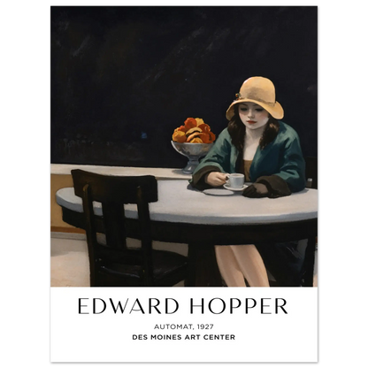 Automat (Edward Hopper, 1927), Hochwertiger Kunstdruck,  21x29.7 cm / 8x12"-A3 (29.7 x 42  cm)-45x60 cm / 18x24″-50x70 cm / 20x28″-60x80 cm / 24x32″-70x100 cm / 28x40″,  Printree.ch