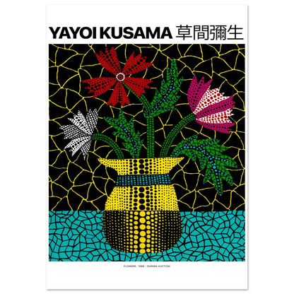 "Flowers, 1996" von Yayoi Kusama, Hochwertiger Kunstdruck,  21x29.7 cm / 8x12"-A3 (29.7 x 42  cm)-45x60 cm / 18x24″-50x70 cm / 20x28″-60x80 cm / 24x32″-70x100 cm / 28x40″,  Printree.ch