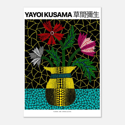 "Flowers, 1996" von Yayoi Kusama, Hochwertiger Kunstdruck,  21x29.7 cm / 8x12"-A3 (29.7 x 42  cm)-45x60 cm / 18x24″-50x70 cm / 20x28″-60x80 cm / 24x32″-70x100 cm / 28x40″,  Printree.ch