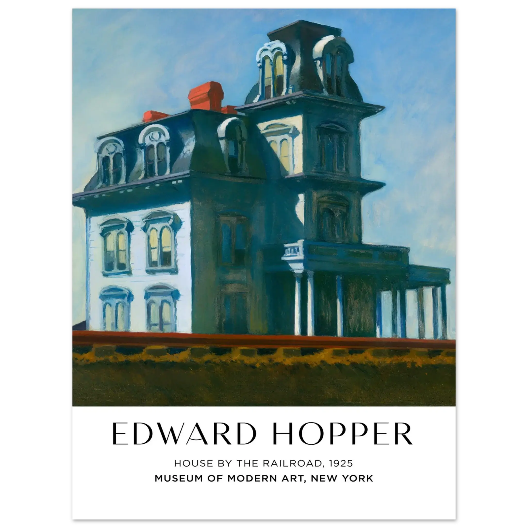 House by the Railroad, 1925 – Edward Hopper, Hochwertiger Kunstdruck,  21x29.7 cm / 8x12"-A3 (29.7 x 42  cm)-45x60 cm / 18x24″-50x70 cm / 20x28″-60x80 cm / 24x32″-70x100 cm / 28x40″,  Printree.ch