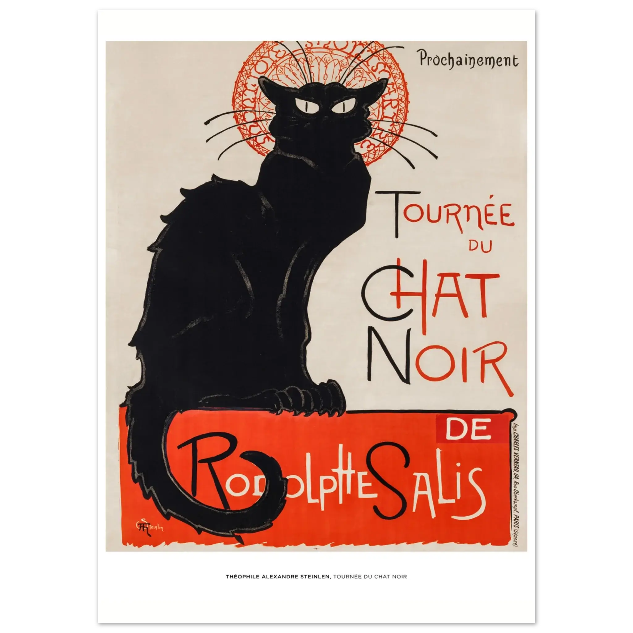 "Tournée du Chat Noir" von Théophile Alexandre Steinlen, Hochwertiger Kunstdruck,  21x29.7 cm / 8x12"-A3 (29.7 x 42  cm)-45x60 cm / 18x24″-50x70 cm / 20x28″-60x80 cm / 24x32″-70x100 cm / 28x40″,  Printree.ch