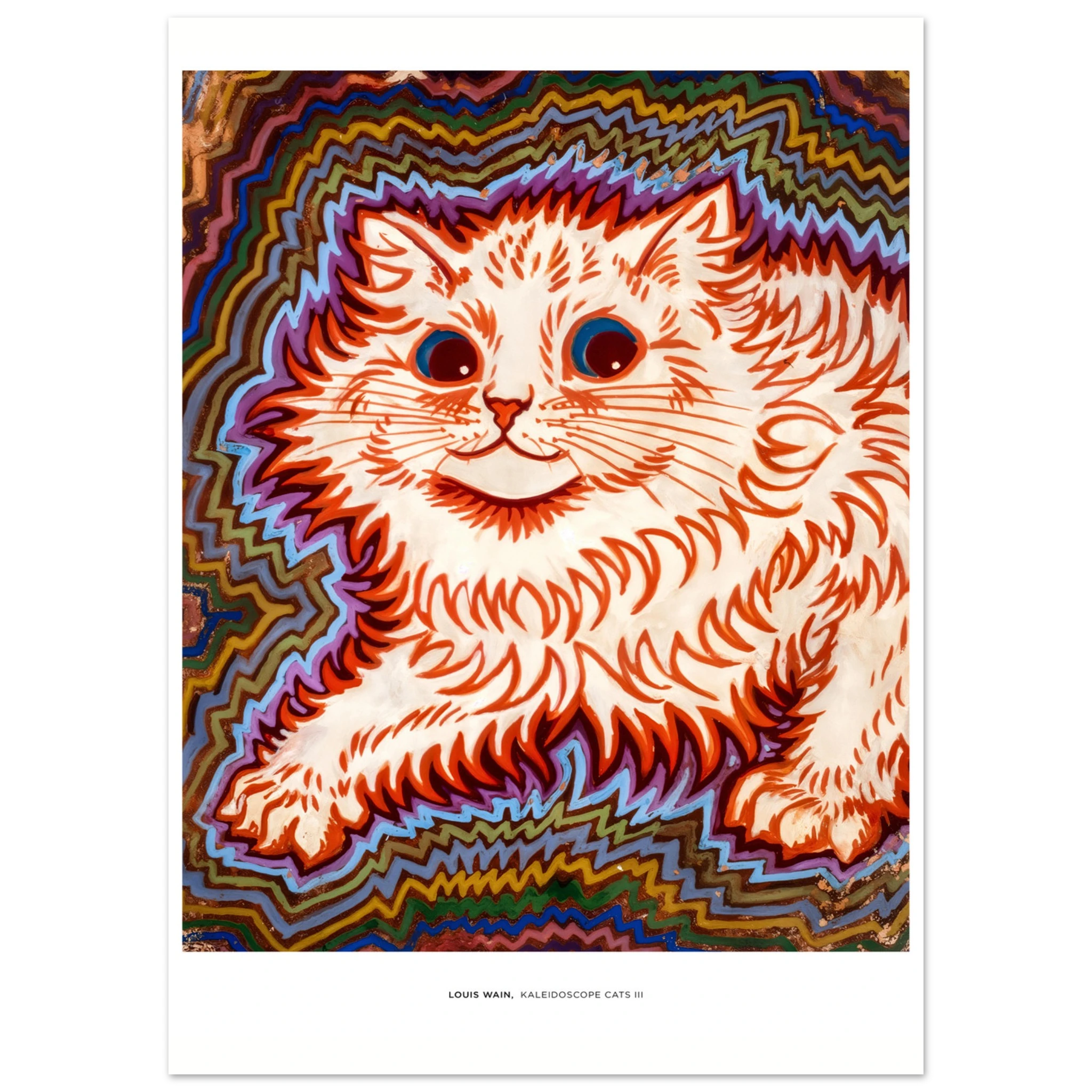 "Kaleidoscope Cats III" von Louis Wain, Hochwertiger Kunstdruck,  21x29.7 cm / 8x12"-A3 (29.7 x 42  cm)-45x60 cm / 18x24″-50x70 cm / 20x28″-60x80 cm / 24x32″-70x100 cm / 28x40″,  Printree.ch