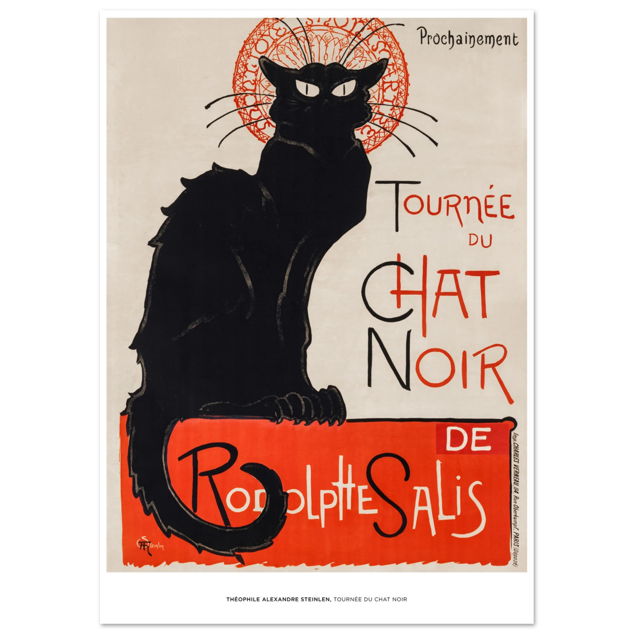 "Tournée du Chat Noir" von Théophile Alexandre Steinlen, Hochwertiger Kunstdruck,  21x29.7 cm / 8x12"-A3 (29.7 x 42  cm)-45x60 cm / 18x24″-50x70 cm / 20x28″-60x80 cm / 24x32″-70x100 cm / 28x40″,  Printree.ch