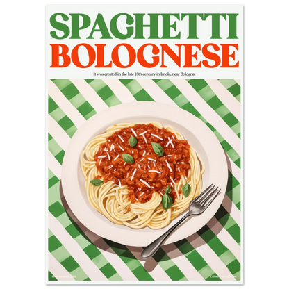 Spaghetti Bolognese – Ein Klassiker in künstlerischer Perfektion, Hochwertiger Kunstdruck,  21x29.7 cm / 8x12"-A3 (29.7 x 42  cm)-45x60 cm / 18x24″-50x70 cm / 20x28″-60x80 cm / 24x32″-70x100 cm / 28x40″,  Printree.ch