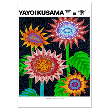 "Flowers, 2015" von Yayoi Kusama, Hochwertiger Kunstdruck,  21x29.7 cm / 8x12"-A3 (29.7 x 42  cm)-45x60 cm / 18x24″-50x70 cm / 20x28″-60x80 cm / 24x32″-70x100 cm / 28x40″,  Printree.ch