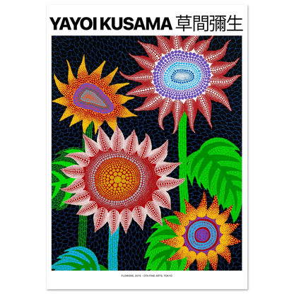 "Flowers, 2015" von Yayoi Kusama, Hochwertiger Kunstdruck,  21x29.7 cm / 8x12"-A3 (29.7 x 42  cm)-45x60 cm / 18x24″-50x70 cm / 20x28″-60x80 cm / 24x32″-70x100 cm / 28x40″,  Printree.ch