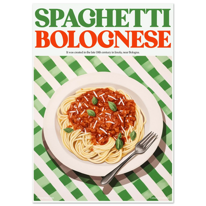 Spaghetti Bolognese – Ein Klassiker in künstlerischer Perfektion, Hochwertiger Kunstdruck,  21x29.7 cm / 8x12"-A3 (29.7 x 42  cm)-45x60 cm / 18x24″-50x70 cm / 20x28″-60x80 cm / 24x32″-70x100 cm / 28x40″,  Printree.ch