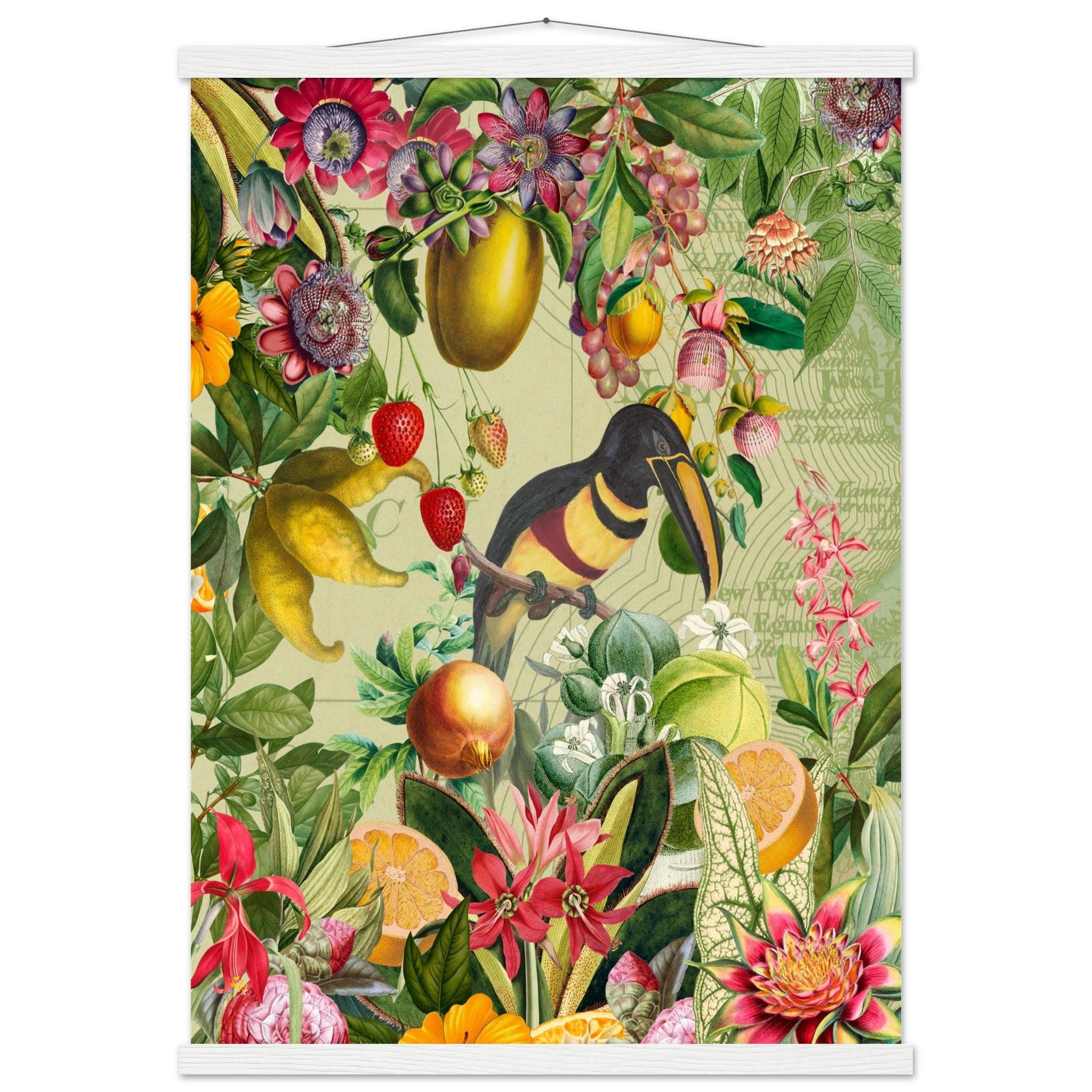 Toucan im Blüten und Früchte Jungle - Printree.ch kunstschaffende, UTA NAUMANN