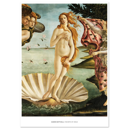 "The Birth of Venus" von Sandro Botticelli, Hochwertiger Kunstdruck,  21x29.7 cm / 8x12"-A3 (29.7 x 42  cm)-45x60 cm / 18x24″-50x70 cm / 20x28″-60x80 cm / 24x32″-70x100 cm / 28x40″,  Printree.ch