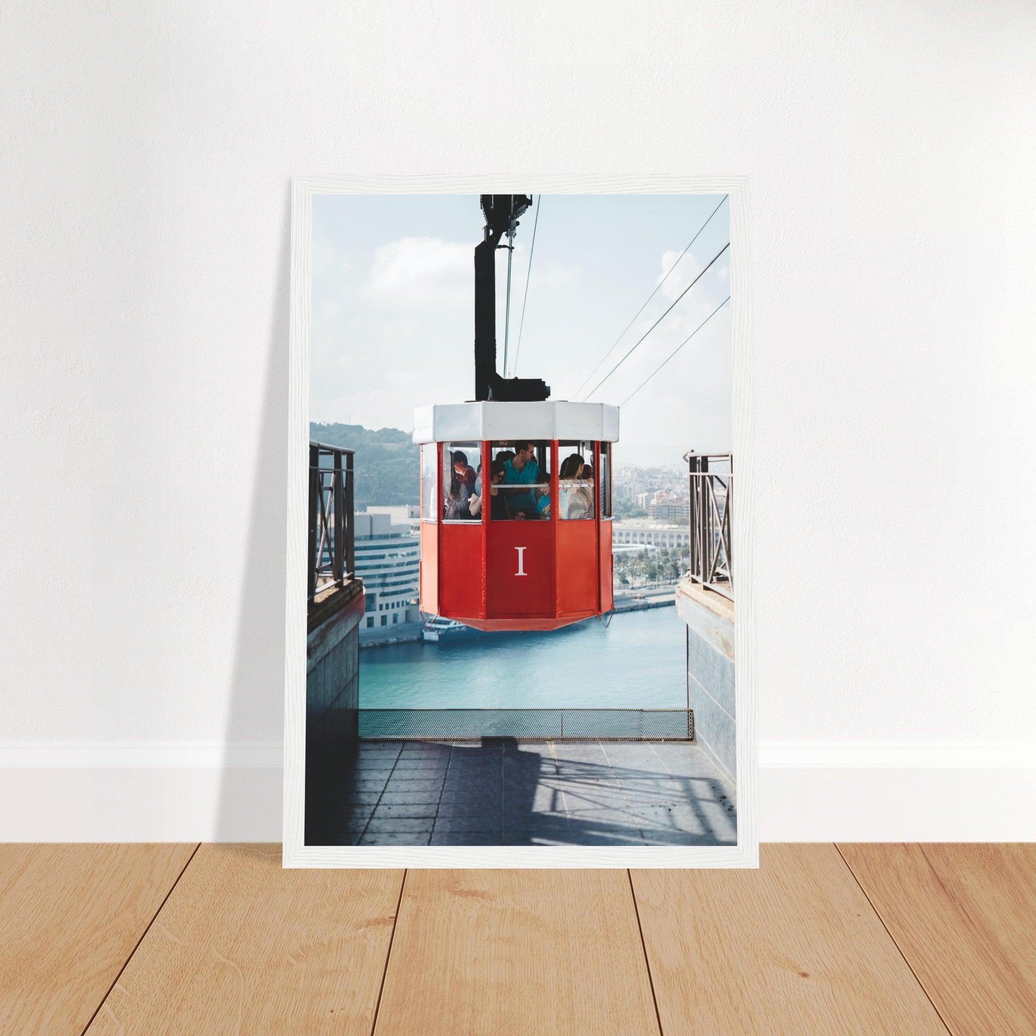 Barcelona Skyline Poster - Printree.ch Aussichtspunkt, Barcelona, Foto, Fotografie, Kabelbahn, Küstenstadt, Montjuïc, Reisen, Sehenswürdigkeiten, Seilbahn, Spanien, Stadtansicht, Stadtpanorama, Transport, unsplash