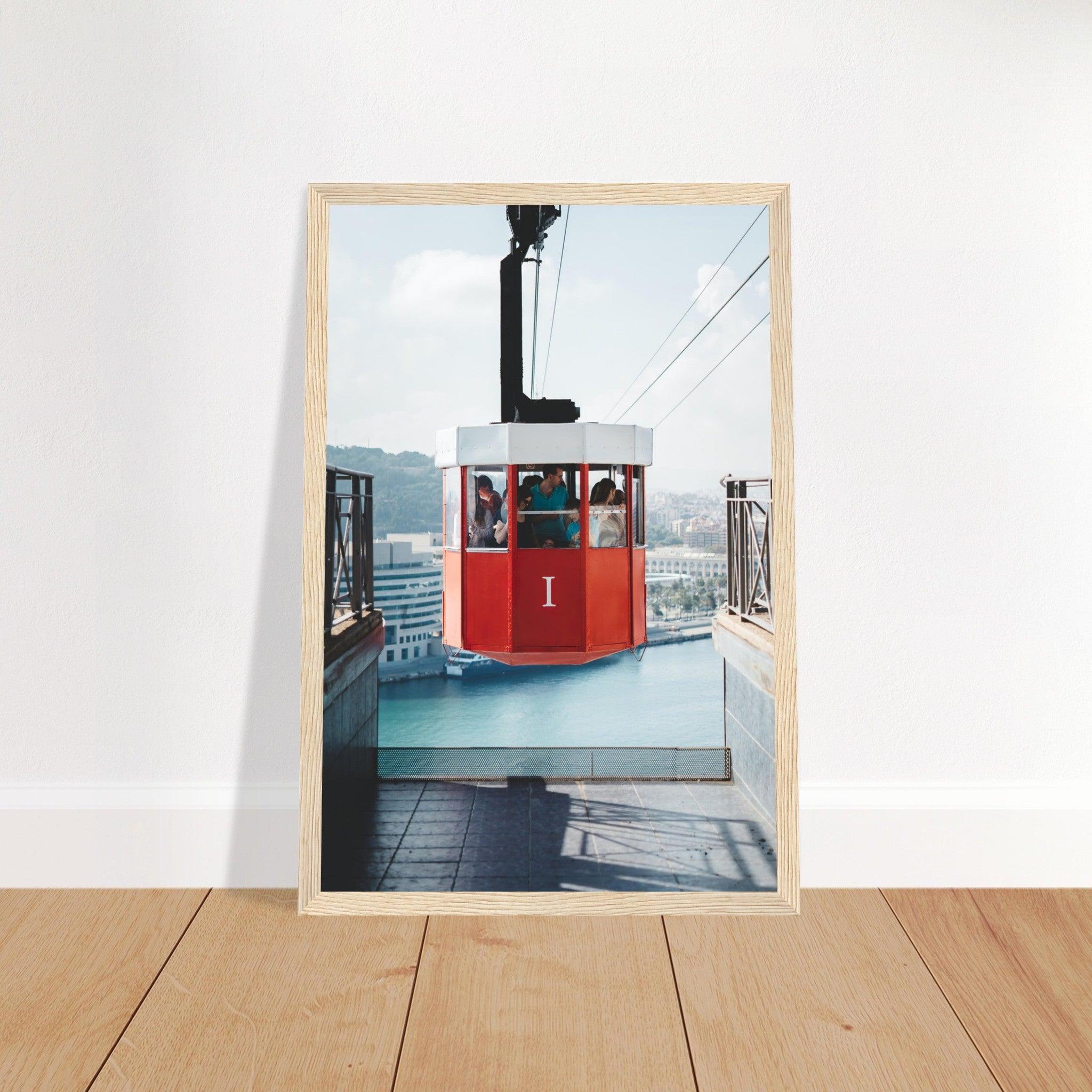 Barcelona Skyline Poster - Printree.ch Aussichtspunkt, Barcelona, Foto, Fotografie, Kabelbahn, Küstenstadt, Montjuïc, Reisen, Sehenswürdigkeiten, Seilbahn, Spanien, Stadtansicht, Stadtpanorama, Transport, unsplash