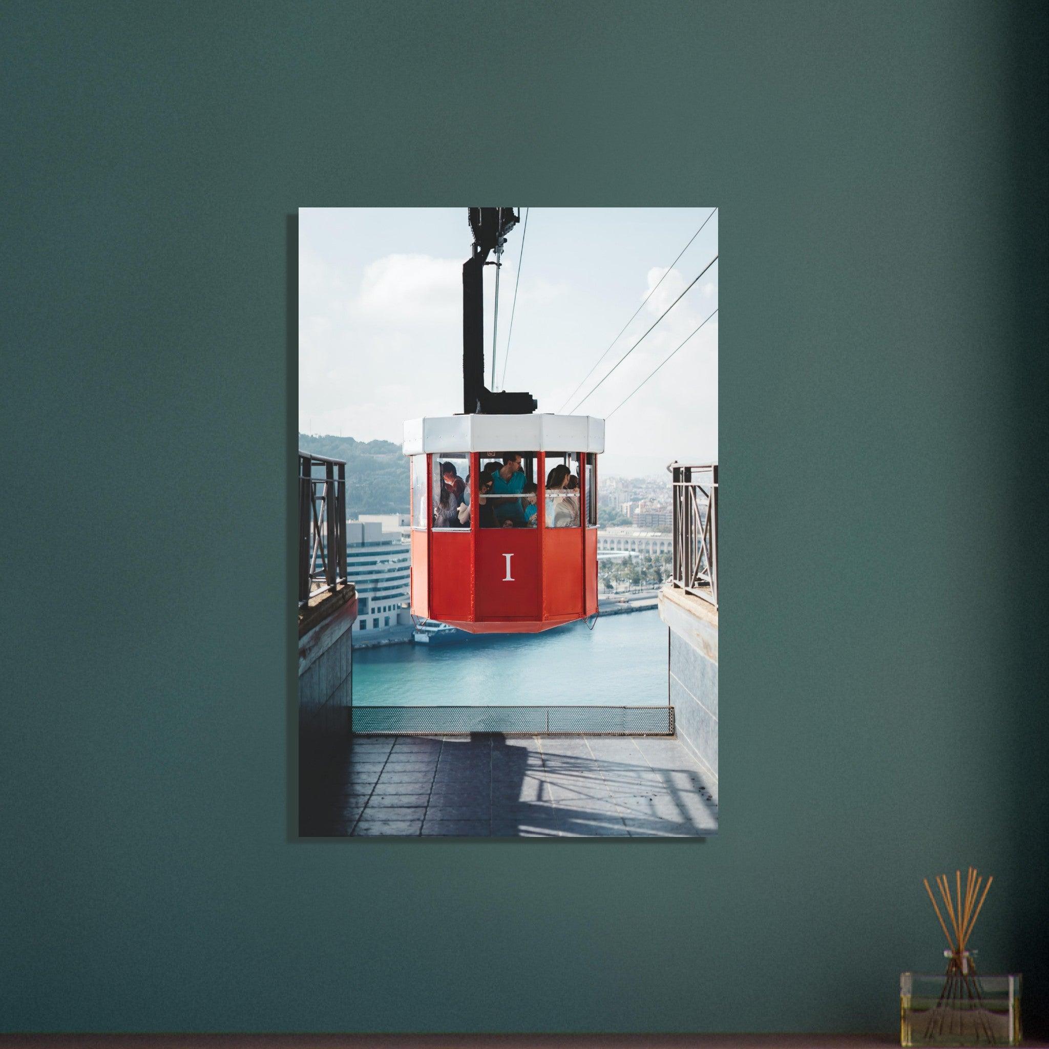 Barcelona Skyline Poster - Printree.ch Aussichtspunkt, Barcelona, Foto, Fotografie, Kabelbahn, Küstenstadt, Montjuïc, Reisen, Sehenswürdigkeiten, Seilbahn, Spanien, Stadtansicht, Stadtpanorama, Transport, unsplash