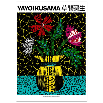 "Flowers, 1996" von Yayoi Kusama, Hochwertiger Kunstdruck,  21x29.7 cm / 8x12"-A3 (29.7 x 42  cm)-45x60 cm / 18x24″-50x70 cm / 20x28″-60x80 cm / 24x32″-70x100 cm / 28x40″,  Printree.ch