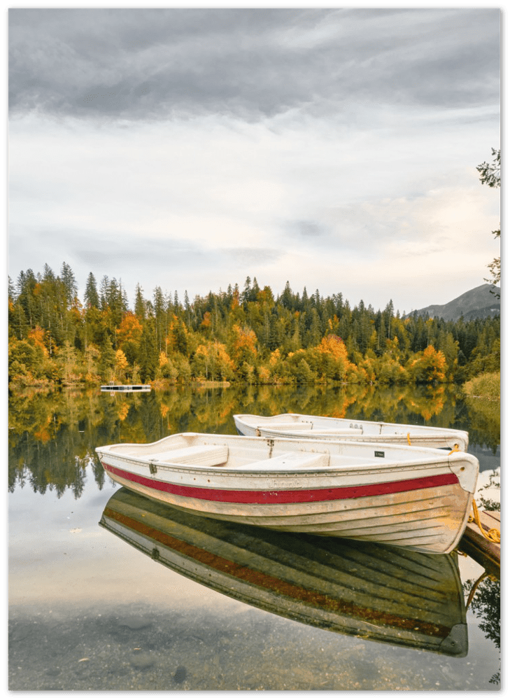 Boot Cresta - Printree.ch Alpen, alpin, Baum, Berg, bergbach, berge, blau, Bäume, Crestasee, einfachschweizer, exklusiv, Flims, Foto, Fotografie, Himmel, Hintergrund, historisch, Holz, landschaft, Morgen, Natur, Nebel, Outdoor, Poster, Reise, Reisen, Schweiz, Schwimmen, schön, See, Sommer, Spiegelung, tourismus, Wald, wandern, wanderung, Wanderweg, Wasser, wild, Wolken Himmel