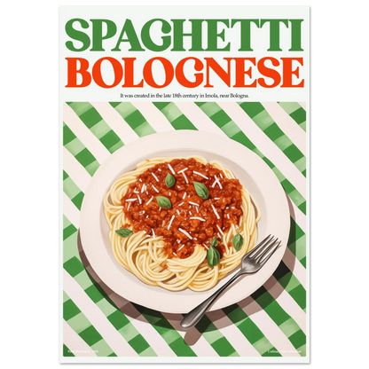 Spaghetti Bolognese – Ein Klassiker in künstlerischer Perfektion, Hochwertiger Kunstdruck,  21x29.7 cm / 8x12"-A3 (29.7 x 42  cm)-45x60 cm / 18x24″-50x70 cm / 20x28″-60x80 cm / 24x32″-70x100 cm / 28x40″,  Printree.ch