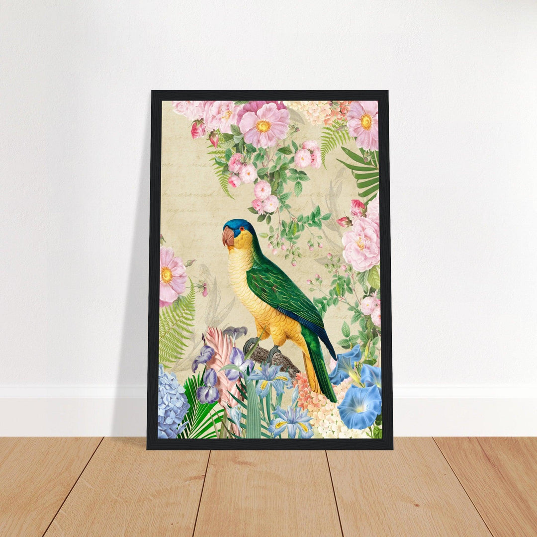Exotischer Papagei und Redouté Rosen - Printree.ch kunstschaffende, UTA NAUMANN