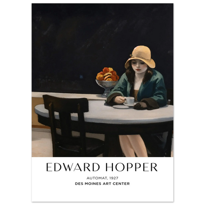 Automat (Edward Hopper, 1927), Hochwertiger Kunstdruck,  21x29.7 cm / 8x12"-A3 (29.7 x 42  cm)-45x60 cm / 18x24″-50x70 cm / 20x28″-60x80 cm / 24x32″-70x100 cm / 28x40″,  Printree.ch