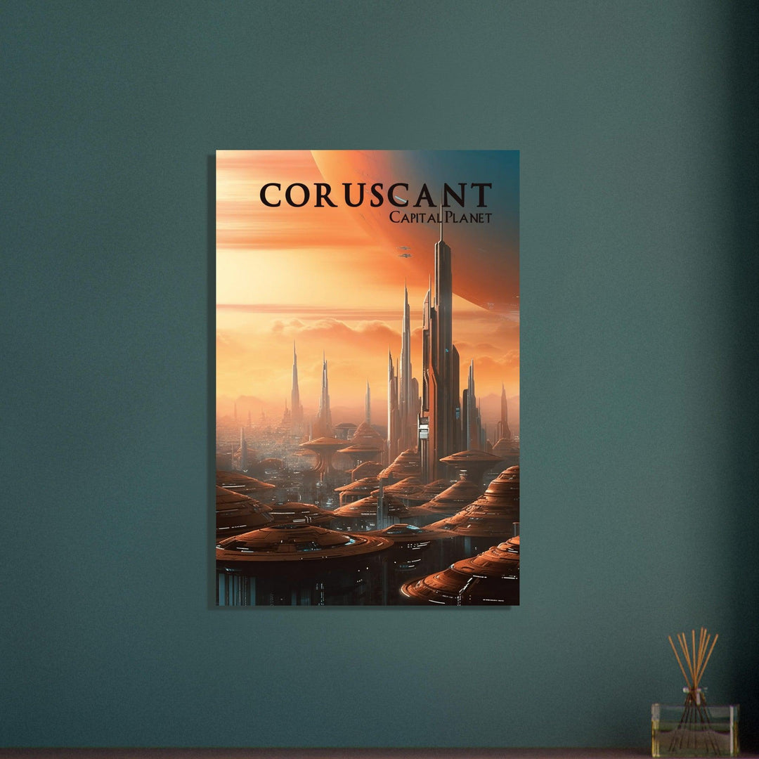Faszinierenden Welten Coruscant: Erkunden Sie die pulsierende Stadtlandschaft der galaktischen Hauptstadt - Printree.ch minimalistisch, nerd, star wars