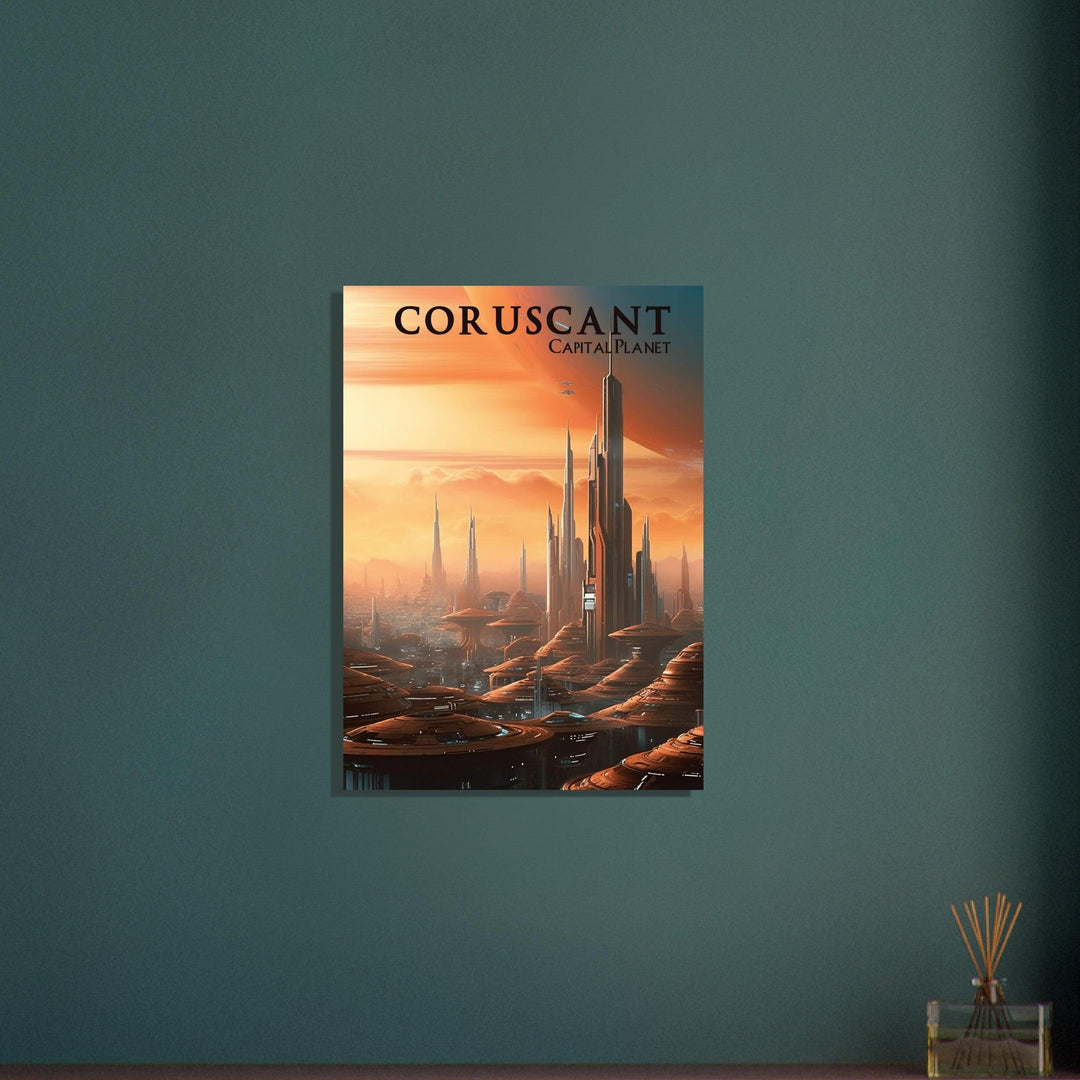 Faszinierenden Welten Coruscant: Erkunden Sie die pulsierende Stadtlandschaft der galaktischen Hauptstadt - Printree.ch minimalistisch, nerd, star wars