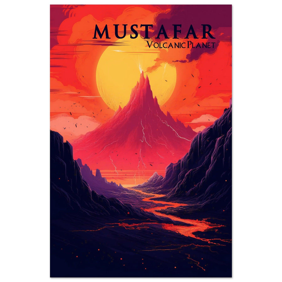Faszinierenden Welten Mustafar: Erleben Sie die vulkanische Hölle im Dunkeln gehüllt - Printree.ch minimalistisch, nerd, star wars