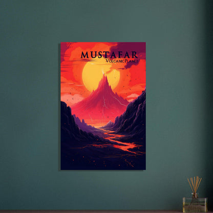 Faszinierenden Welten Mustafar: Erleben Sie die vulkanische Hölle im Dunkeln gehüllt - Printree.ch minimalistisch, nerd, star wars