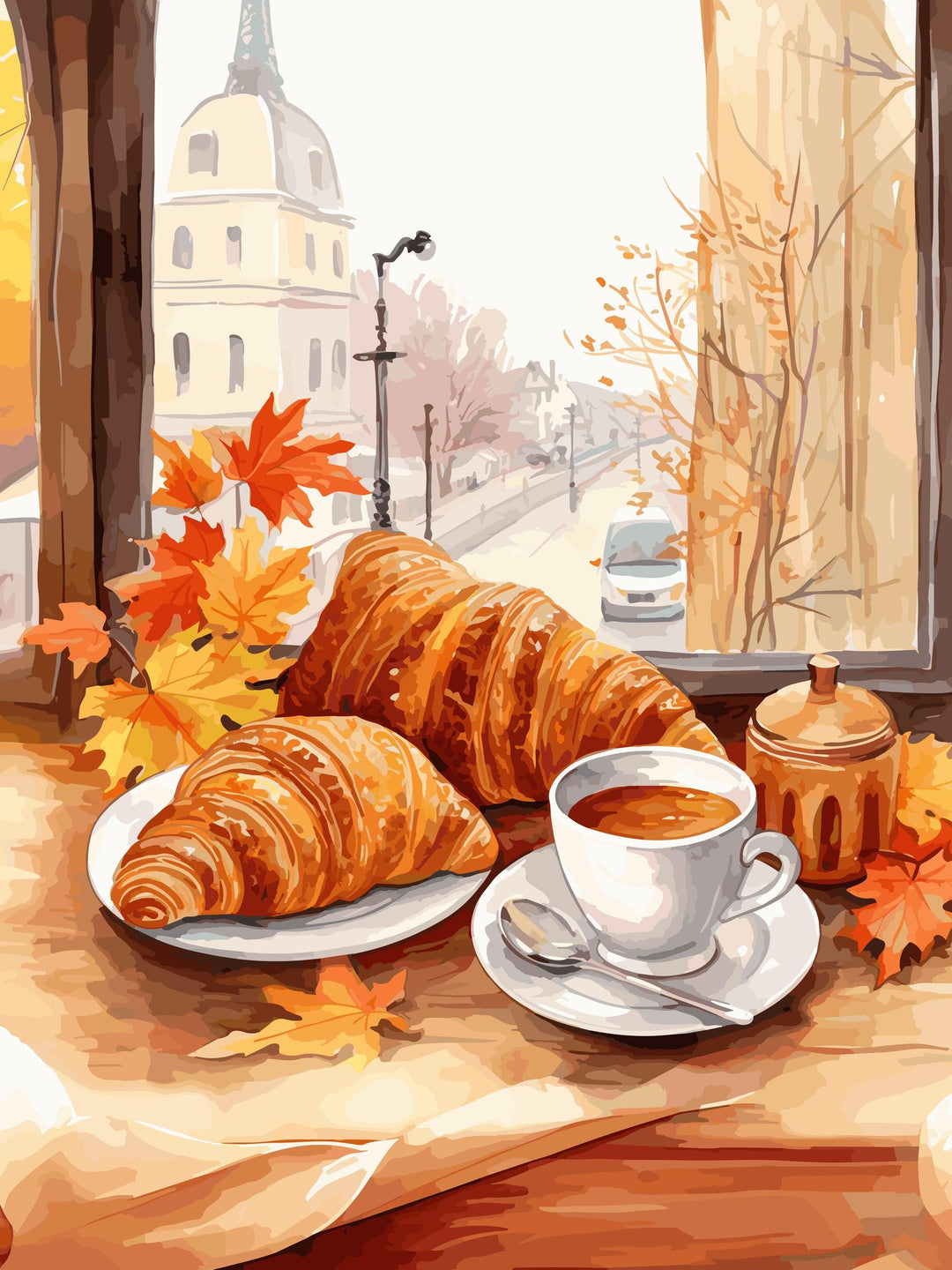 Französisches Frühstück_Golden Hour - Poster Herbst - Printree.ch goldene stunde, Herbst, Herbstfarben, herbstlich, kreative Kunst, Kunst, Kunstdruck, Poster