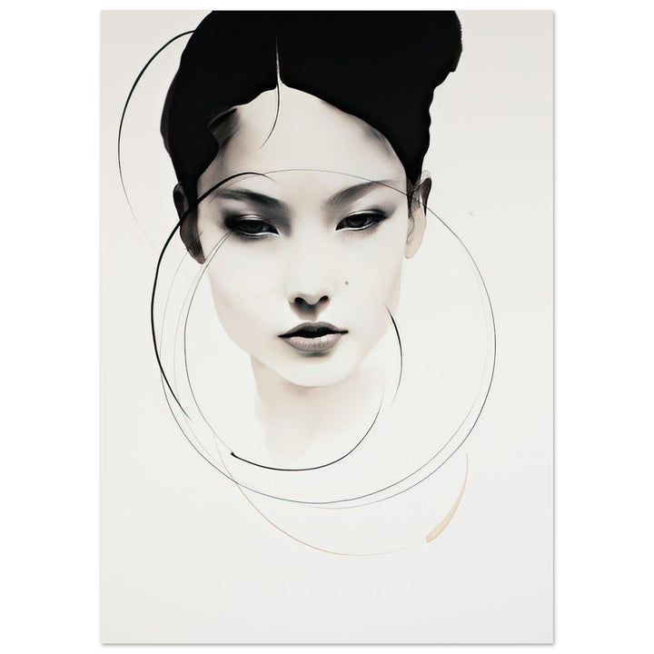 Geometrische Eleganz - Printree.ch asiatisch, attraktiv, Gesicht, hübsch, Japan, Kimono, Mädchen, schön, Schönheit, weiblich