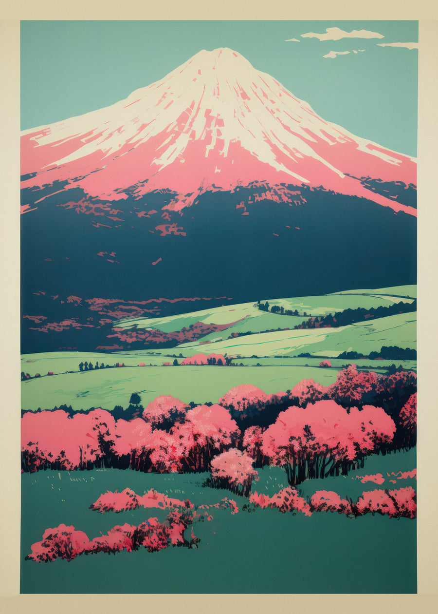 Kirschblütenzauber am Fuji - Printree.ch Illustration, Poster