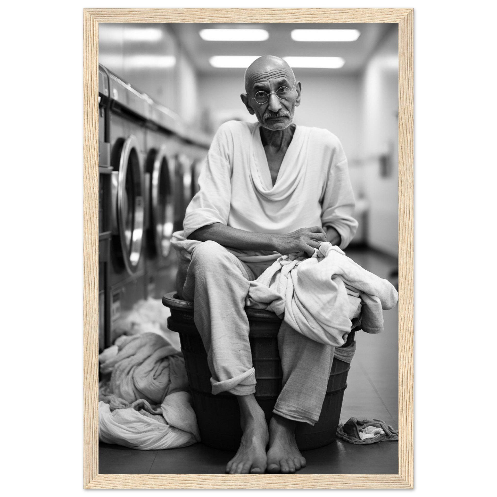 Laundry Day Mahatma Gandhi - Printree.ch AI, Andri Hofmann, Poster, Raumfahrt