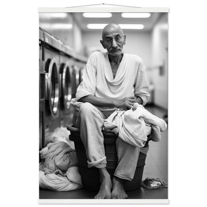 Laundry Day Mahatma Gandhi - Printree.ch AI, Andri Hofmann, Poster, Raumfahrt