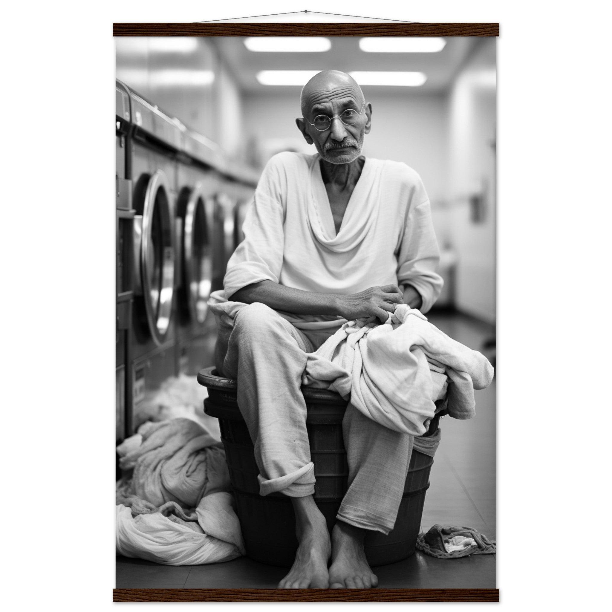 Laundry Day Mahatma Gandhi - Printree.ch AI, Andri Hofmann, Poster, Raumfahrt