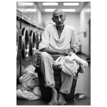 Laundry Day Mahatma Gandhi - Printree.ch AI, Andri Hofmann, Poster, Raumfahrt