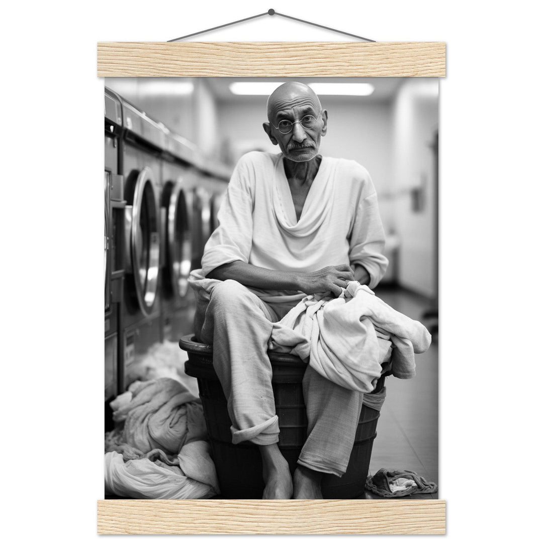 Laundry Day Mahatma Gandhi - Printree.ch AI, Andri Hofmann, Poster, Raumfahrt