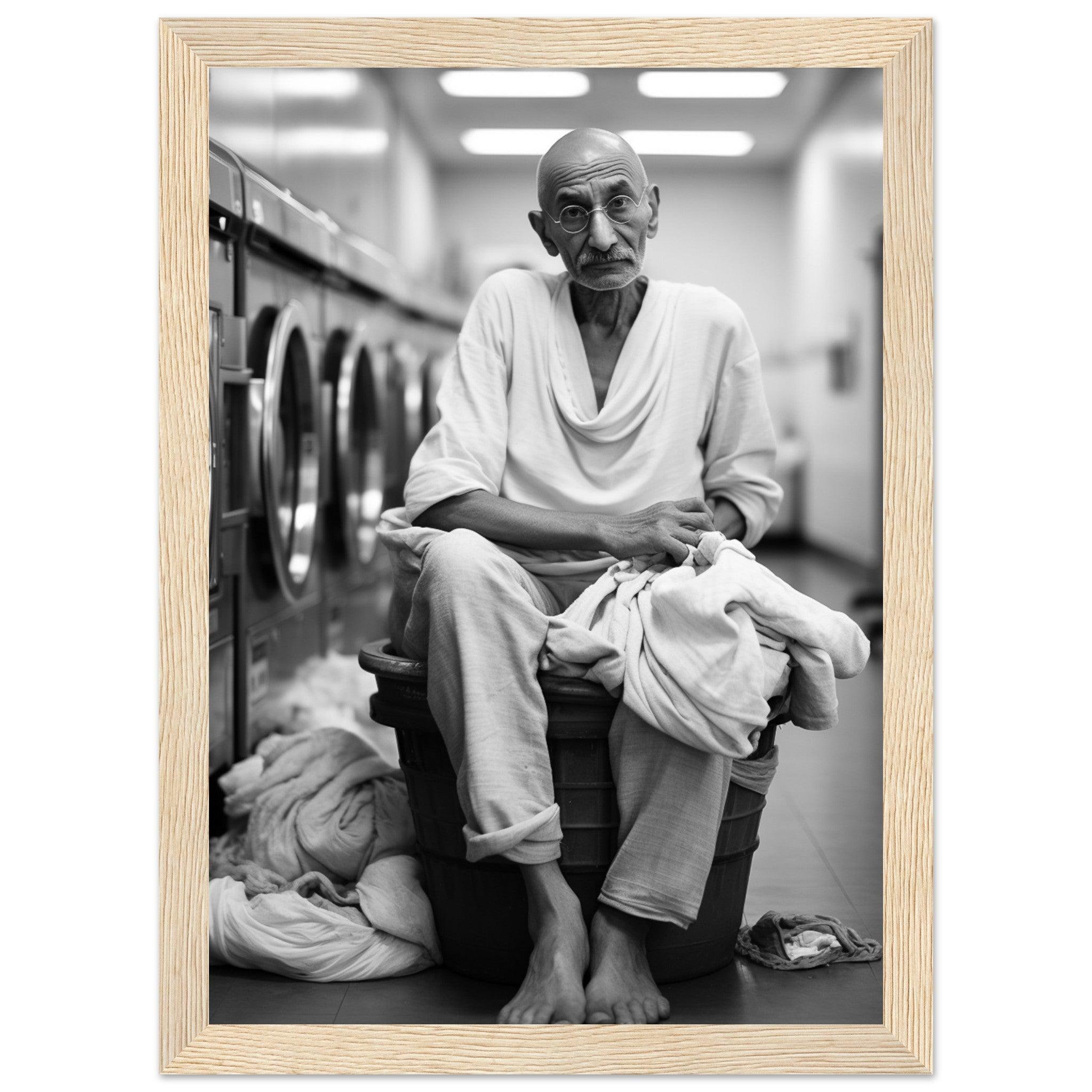 Laundry Day Mahatma Gandhi - Printree.ch AI, Andri Hofmann, Poster, Raumfahrt