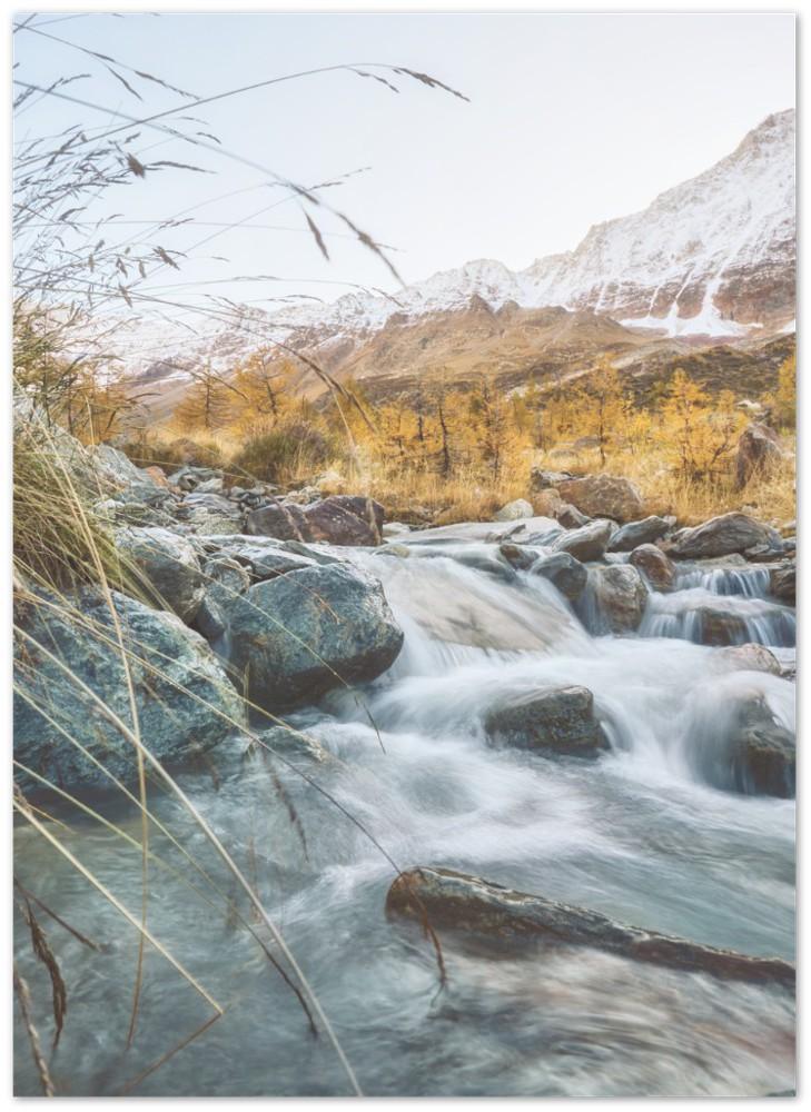 Lötschental - Printree.ch aktiv, bach, bergbach, berge, einfachschweizer, exklusiv, Foto, Fotografie, landschaft, natur, Poster, Schweiz, schweizer alpen, wandern, wanderung