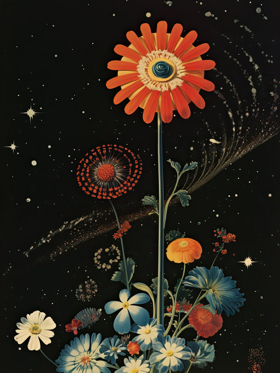 Retro Universelle Harmonien: Der Rhythmus der Sterne - Printree.ch Poster