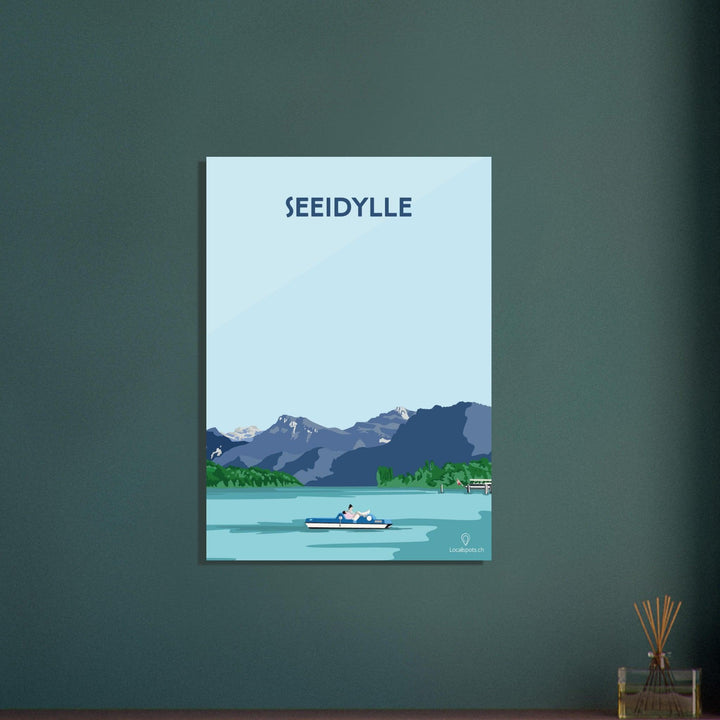 Seeidylle - Luzern - Printree.ch Freizeit, Localspot, Luzern, Minimalismus, Naturerlebnis, Paaraktivität, Poster, Romantik, Tretbootfahren, Vierwaldstättersee