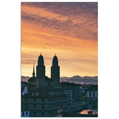 Sonnenaufgang Zürich - Printree.ch alt, architektur, blau, blick, brücke, eifach-züri, europa, europäisch, fluss, gebäude, grossmünster, innenstadt, kathedrale, kirche, limmat, panorama, reisen, schweiz, schweizer, see, skyline, stadt, stadtbild, strasse, tourismus, turm, urban, wahrzeichen, zürich