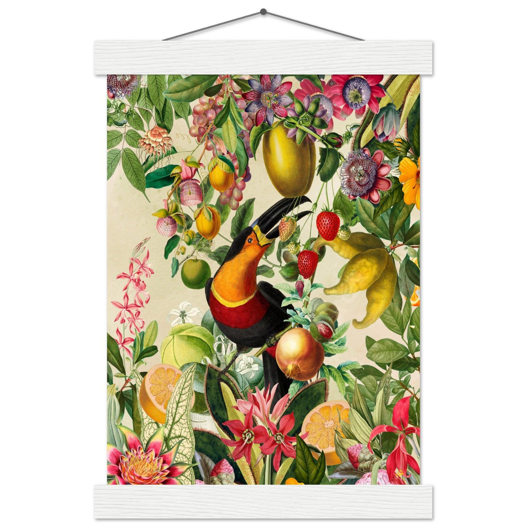 Toucan im Blüten und Früchte Jungle 2 - Printree.ch kunstschaffende, UTA NAUMANN