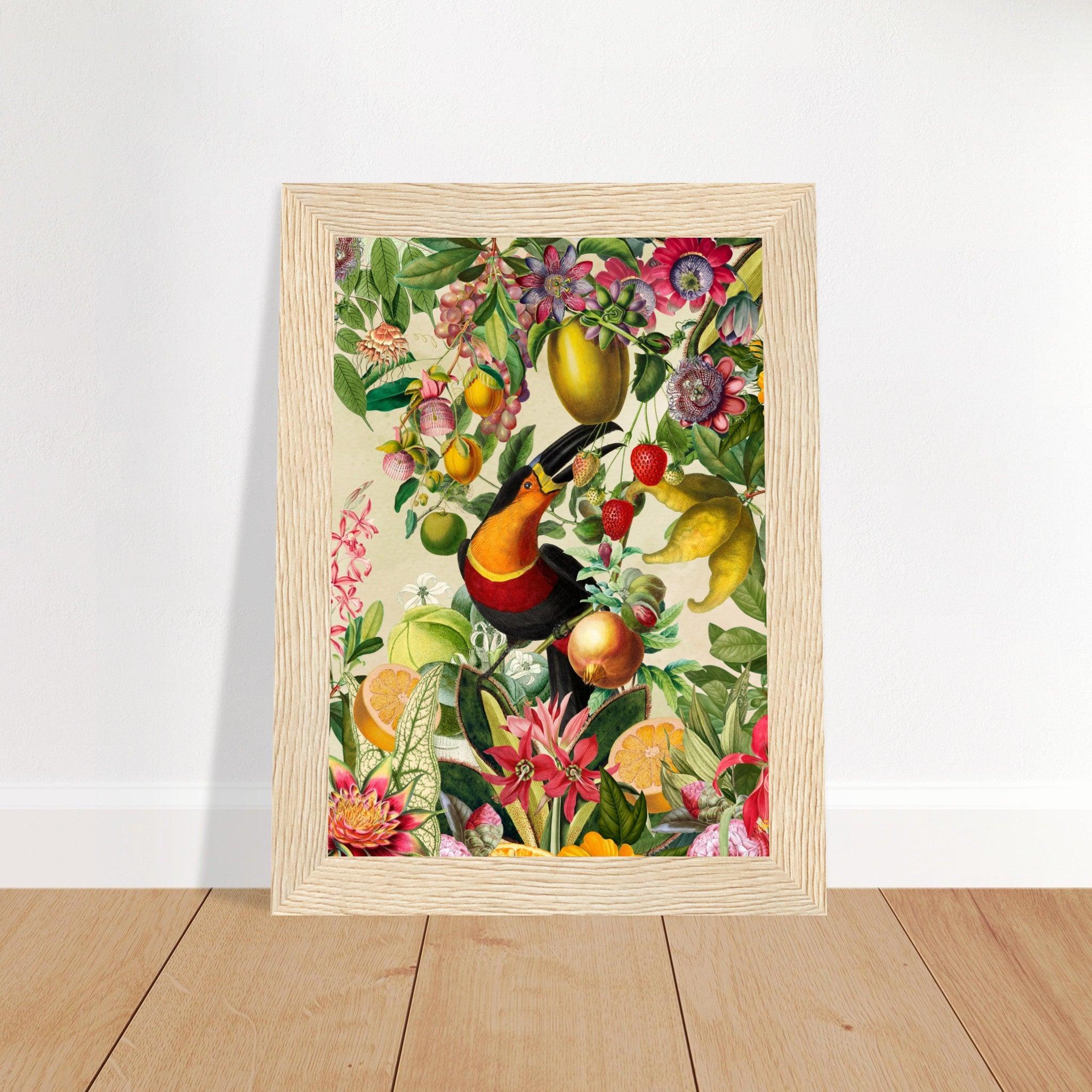 Toucan im Blüten und Früchte Jungle 2 - Printree.ch kunstschaffende, UTA NAUMANN