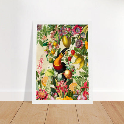 Toucan im Blüten und Früchte Jungle 2 - Printree.ch kunstschaffende, UTA NAUMANN