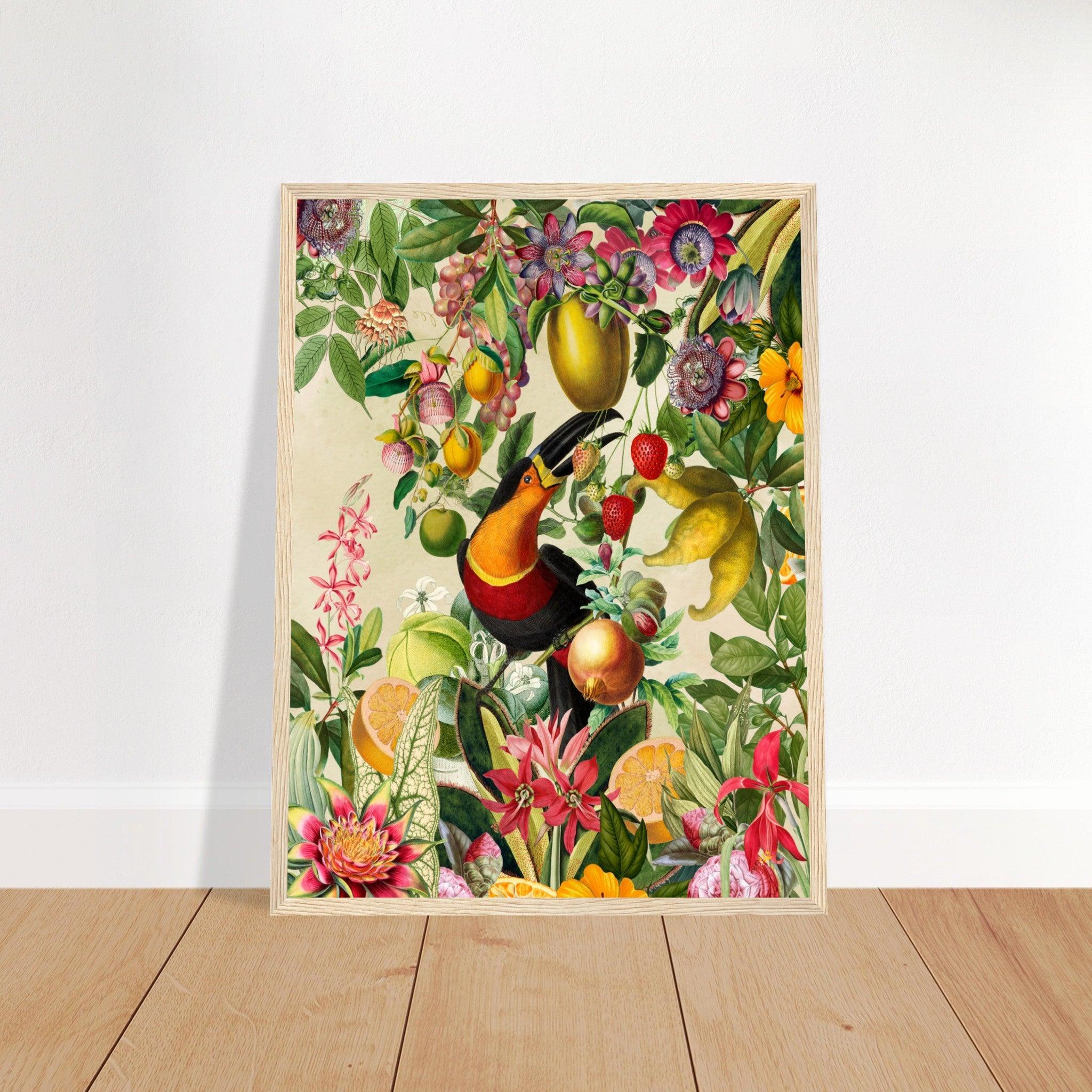 Toucan im Blüten und Früchte Jungle 2 - Printree.ch kunstschaffende, UTA NAUMANN