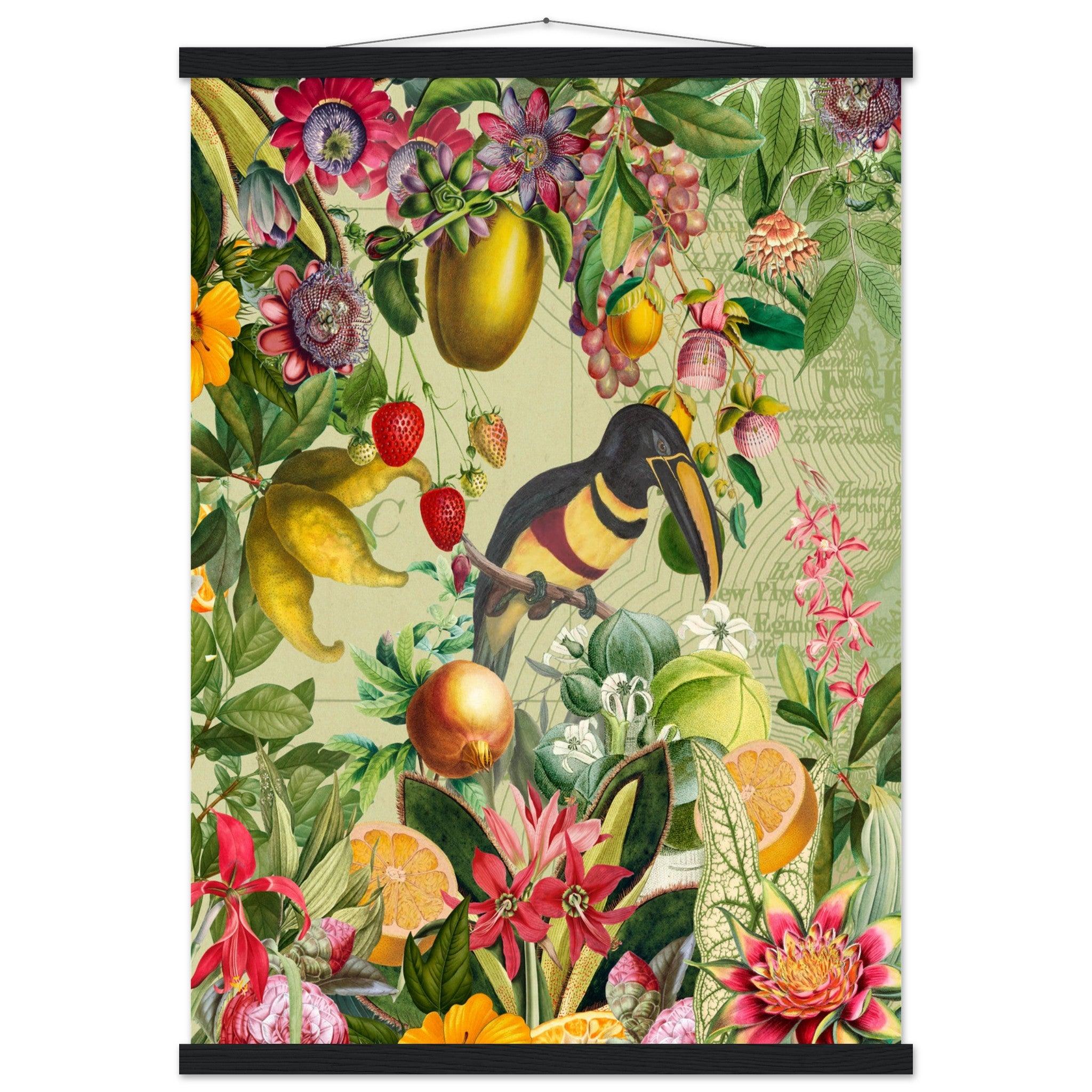 Toucan im Blüten und Früchte Jungle - Printree.ch kunstschaffende, UTA NAUMANN