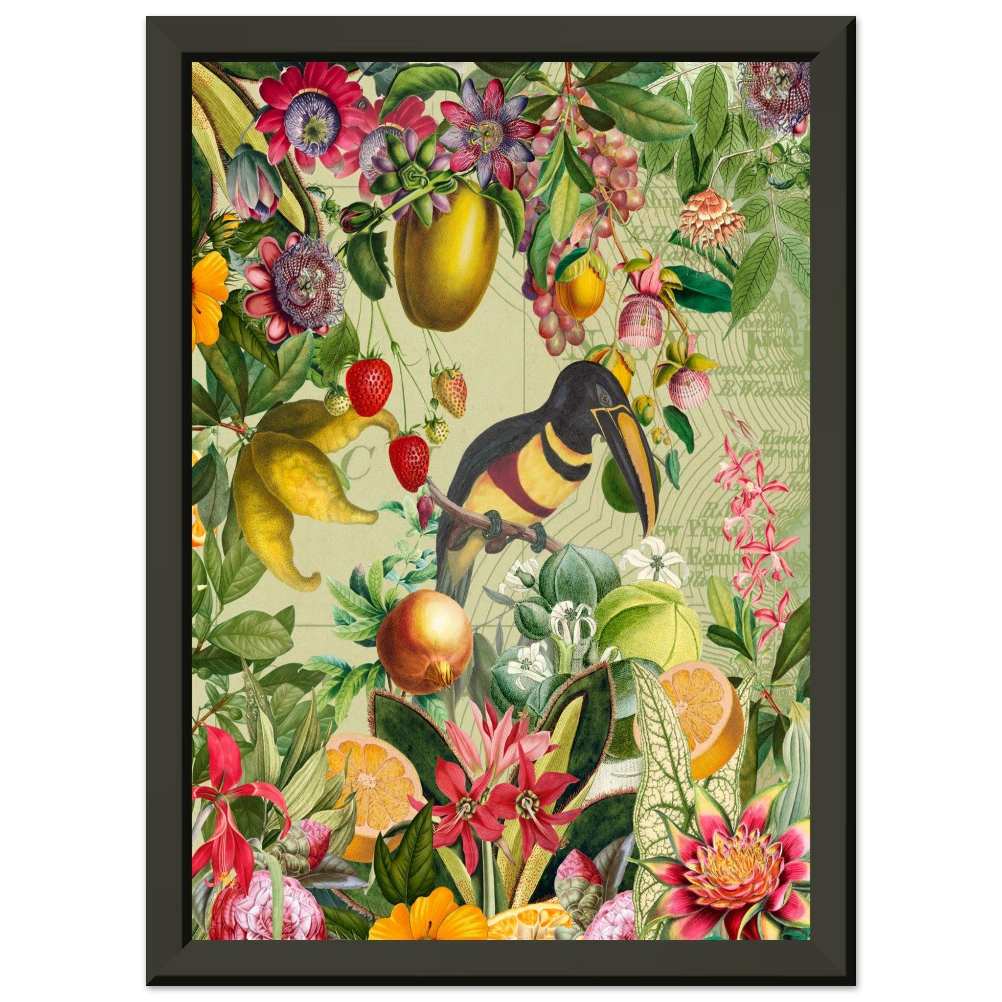 Toucan im Blüten und Früchte Jungle - Printree.ch kunstschaffende, UTA NAUMANN