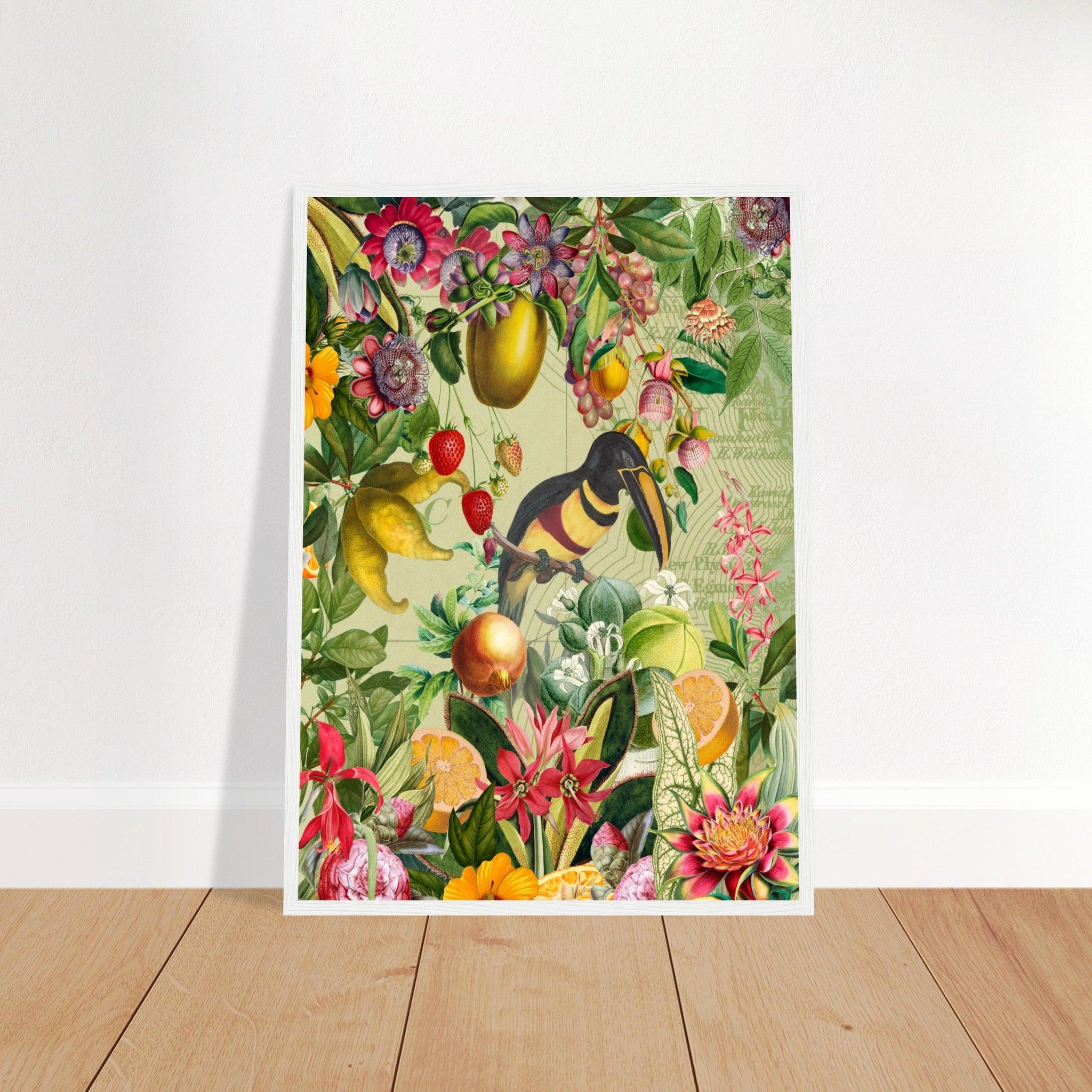 Toucan im Blüten und Früchte Jungle - Printree.ch kunstschaffende, UTA NAUMANN