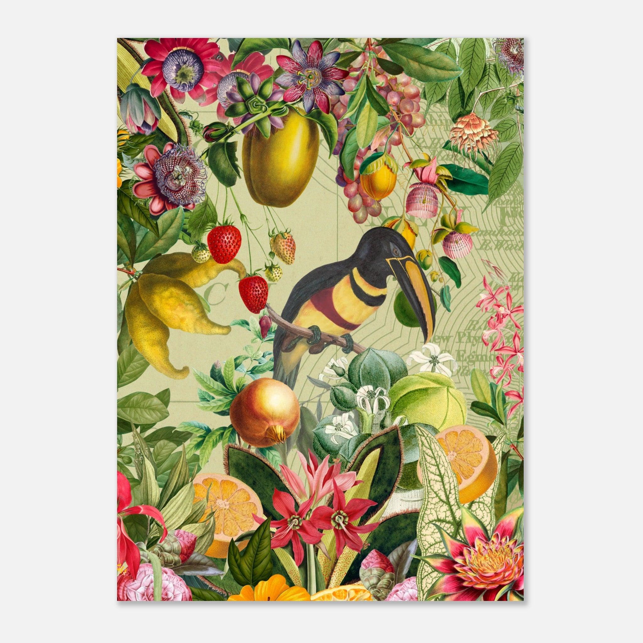 Toucan im Blüten und Früchte Jungle - Printree.ch kunstschaffende, UTA NAUMANN