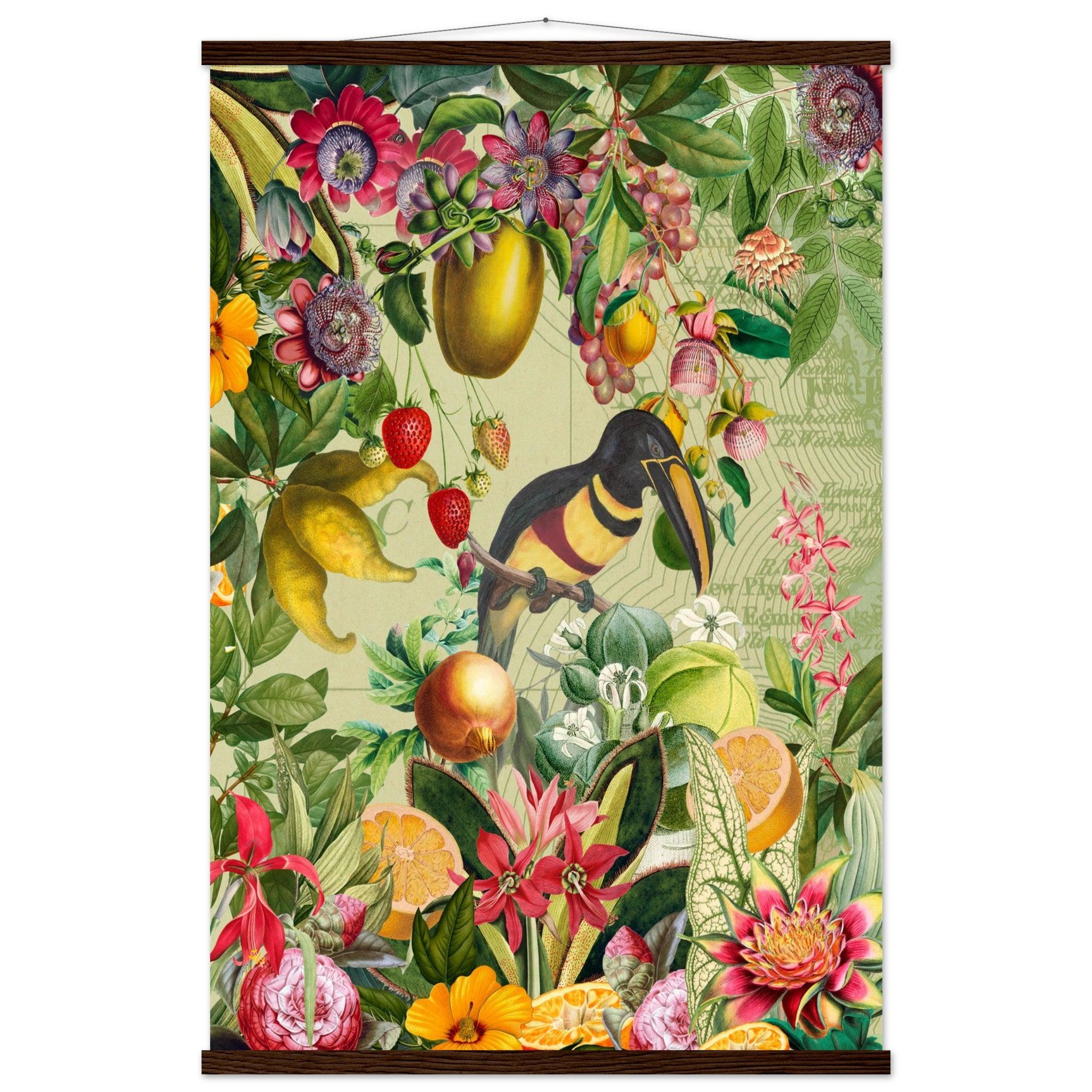 Toucan im Blüten und Früchte Jungle - Printree.ch kunstschaffende, UTA NAUMANN