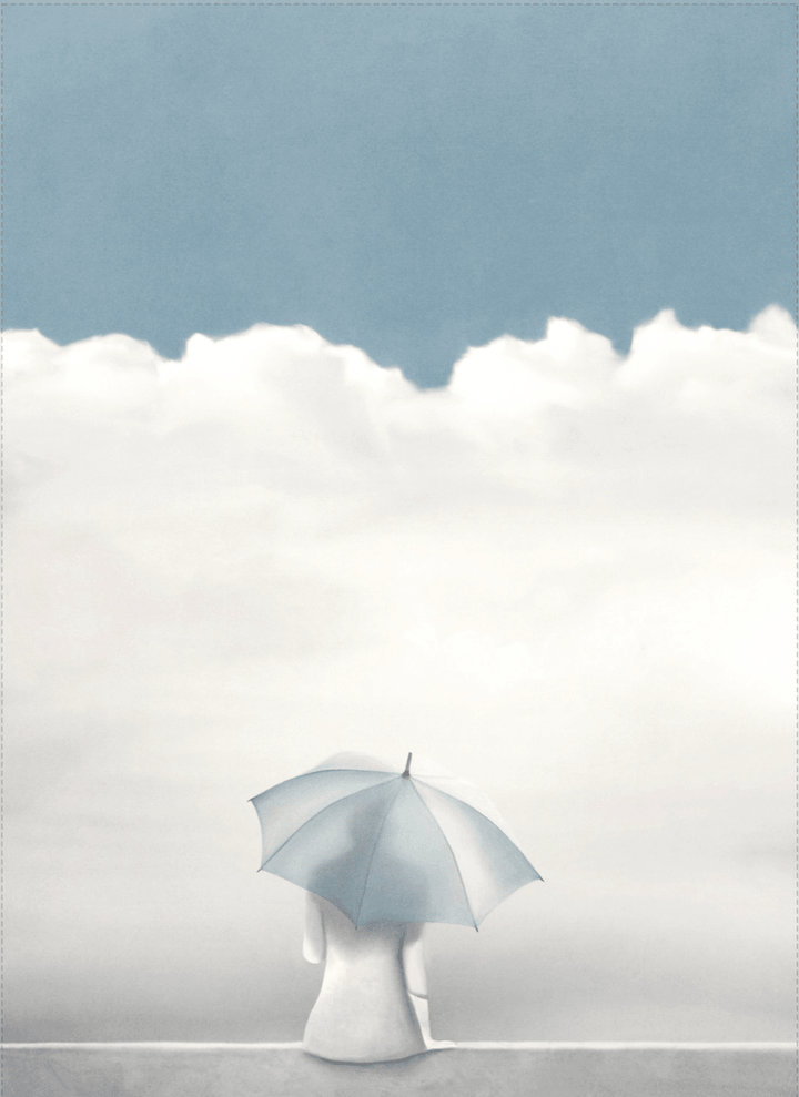 Wolkenzauber Poster - Printree.ch Frauen, Himmel, Hoffnung, Illustration, Regen, Regenschirm
